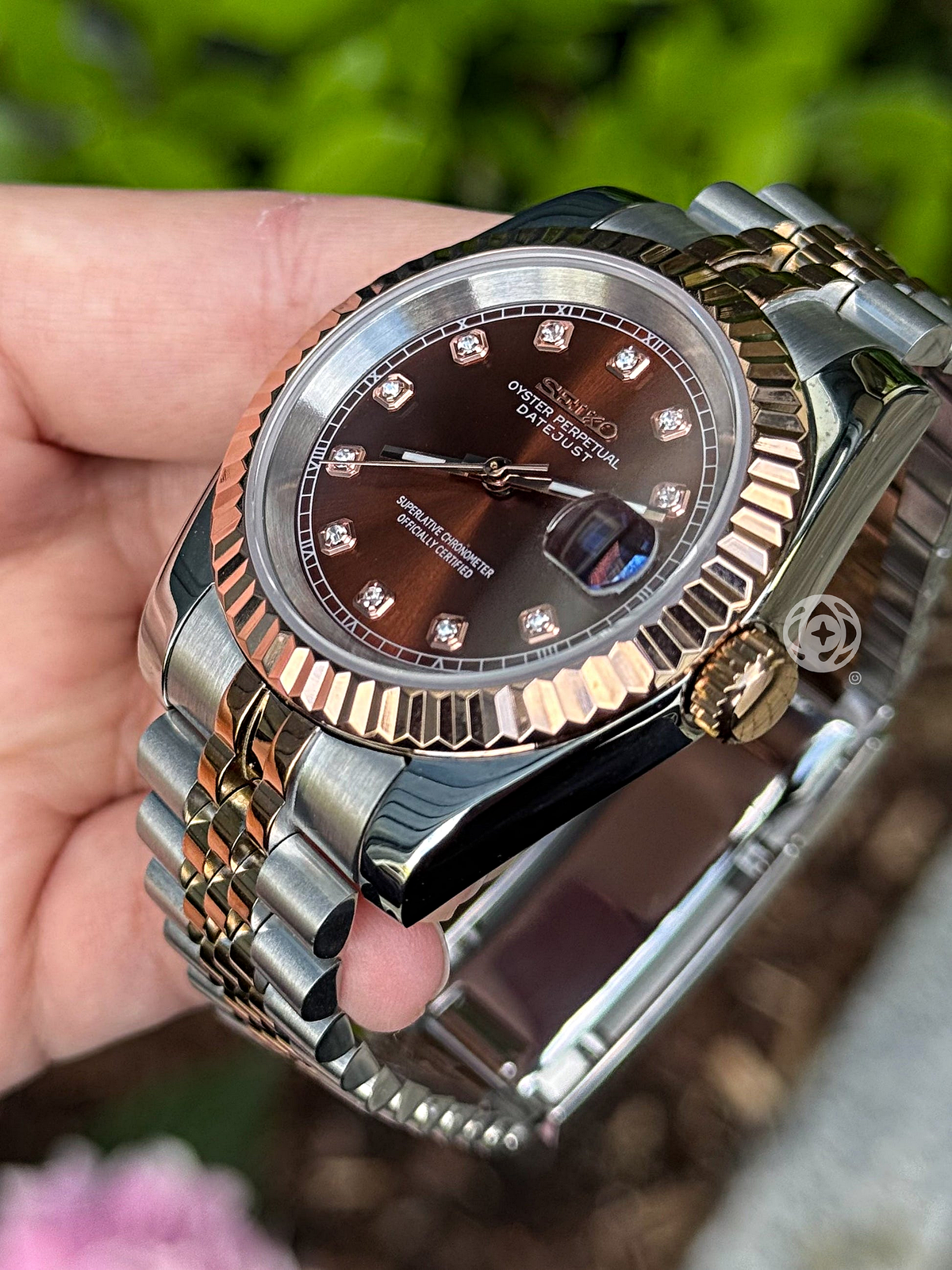Seikojust – Two tone rosegold stone